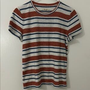 Madewell Orange and Blue Striped Short Sleeve Tee size M